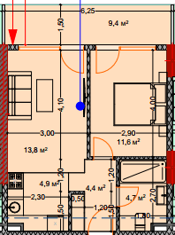 1-bedroom apartment, 50.8 m², 4 floor in "Lagoon Resort"
