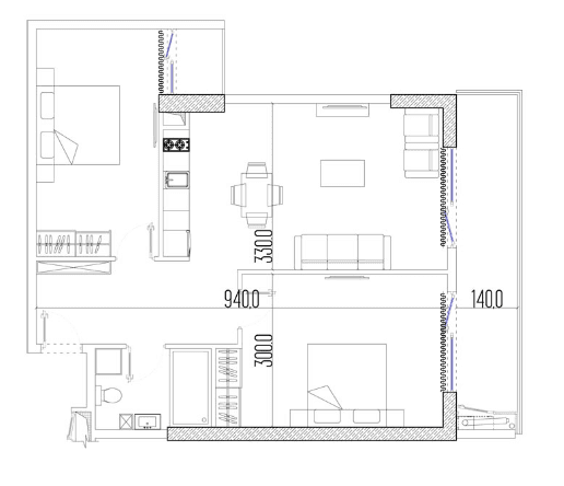3-bedroom apartment, 72.6 m², 10 floor in "Intourist Residence"