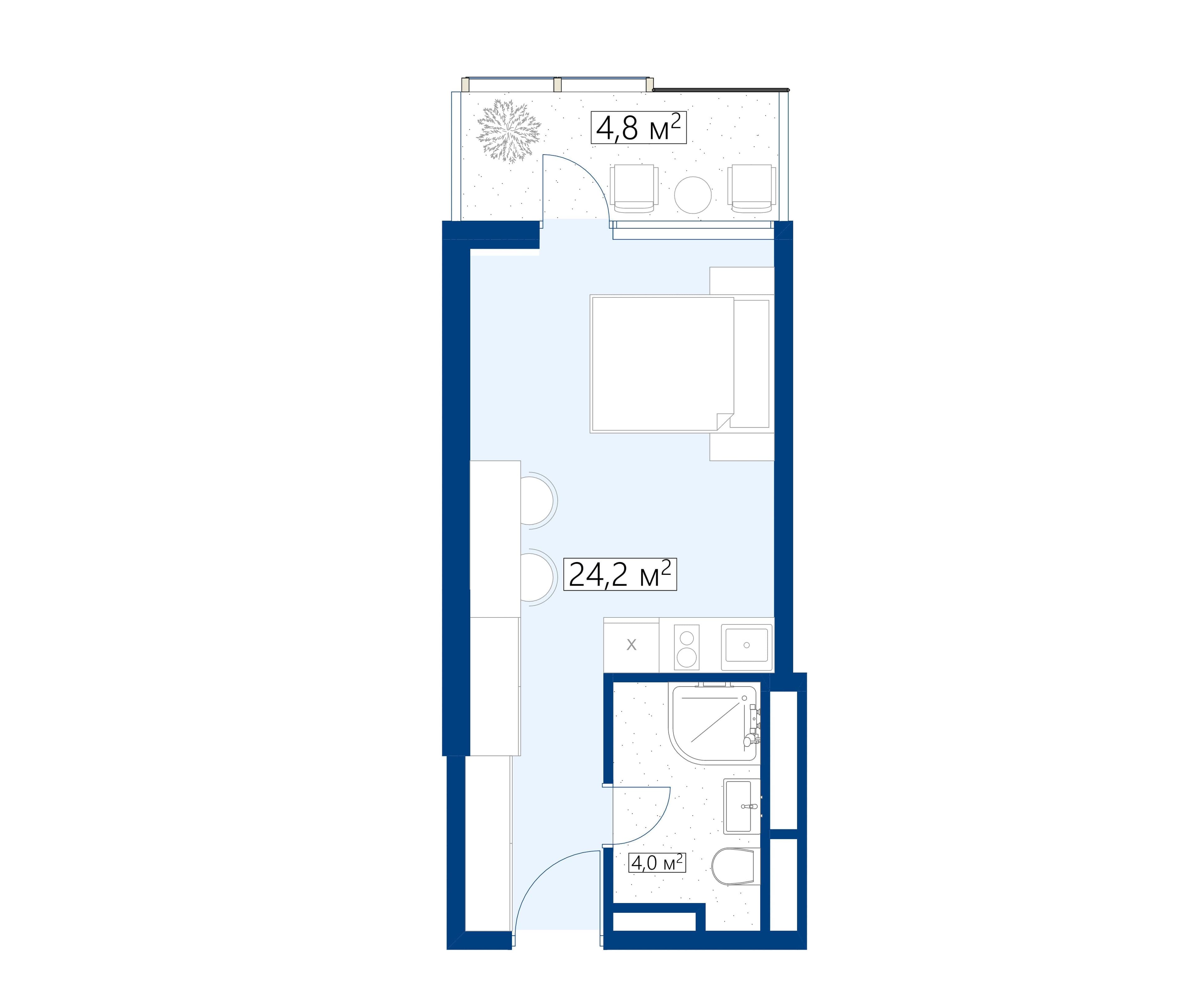 studio, 29 m², 33 floor in "Calligraphy Towers"