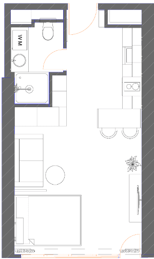 studio, 39.69 m², 34 floor in "7th Heaven Residence"