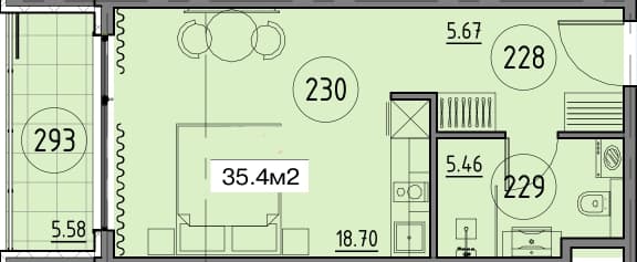 studio, 35.4 m², 2 floor, Grand Botanico Residence in Batumi