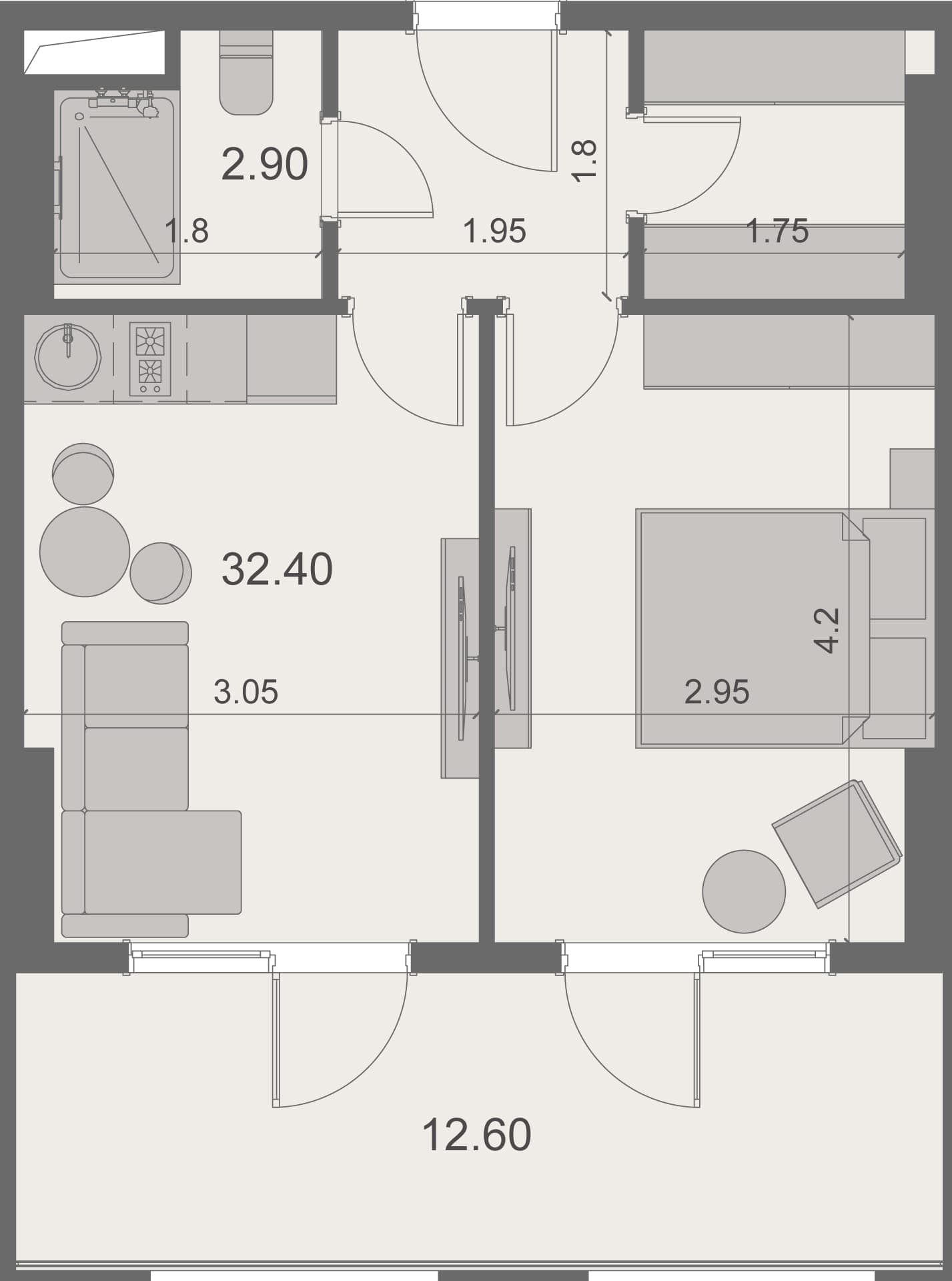 1-комнатная квартира, 47.9 м², 14 этаж в ЖК "Stay & Rent"