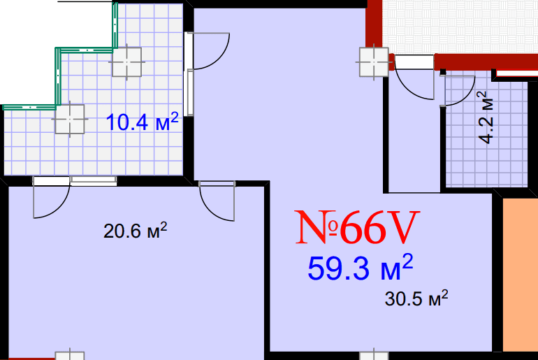 1-bedroom apartment, 69.7 m², 20 floor in "Mardi City Center"