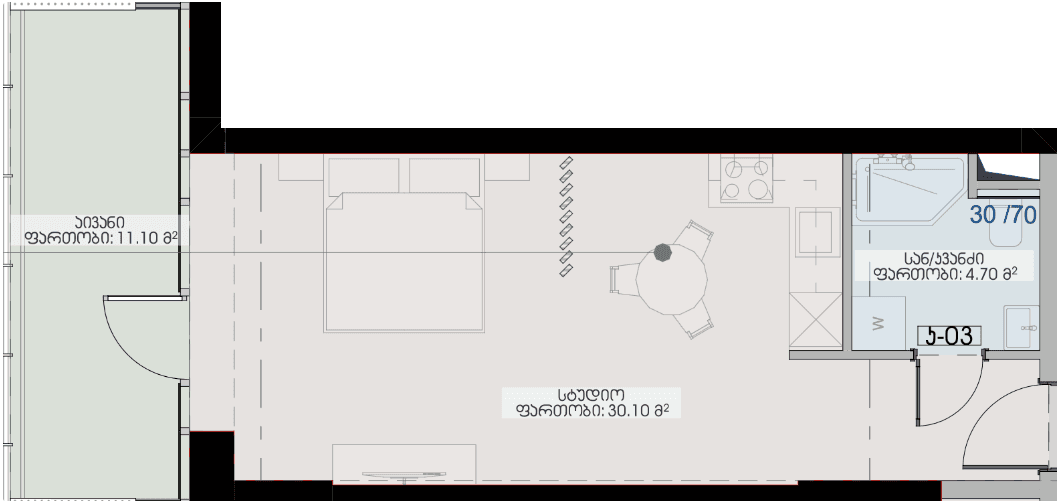 Студия, 45.9 м², 19 этаж в ЖК "Geuz Towers"