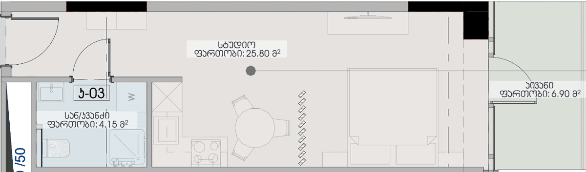 Студия, 36.85 м², 16 этаж в ЖК "Geuz Towers"