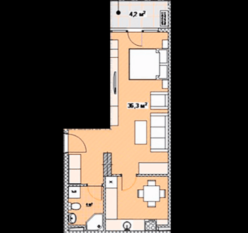 Студия, 44.5 м², 7 этаж в ЖК "Next Apartments"