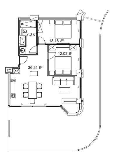 2-bedroom apartment, 133.95 m², 7 floor in "Next Collection"