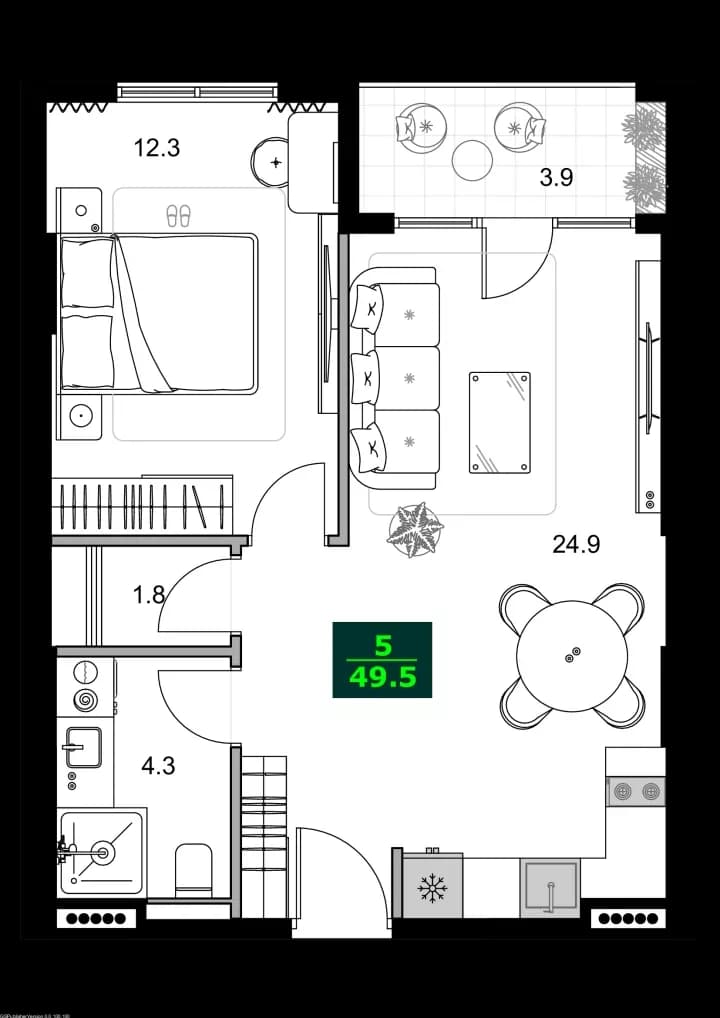 2-комнатная квартира, 49.5 м², 12 этаж в ЖК "SUMMER 365"