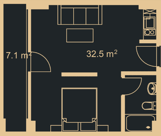 Студия, 36.9 м², 8 этаж в ЖК "Green Side Gonio"