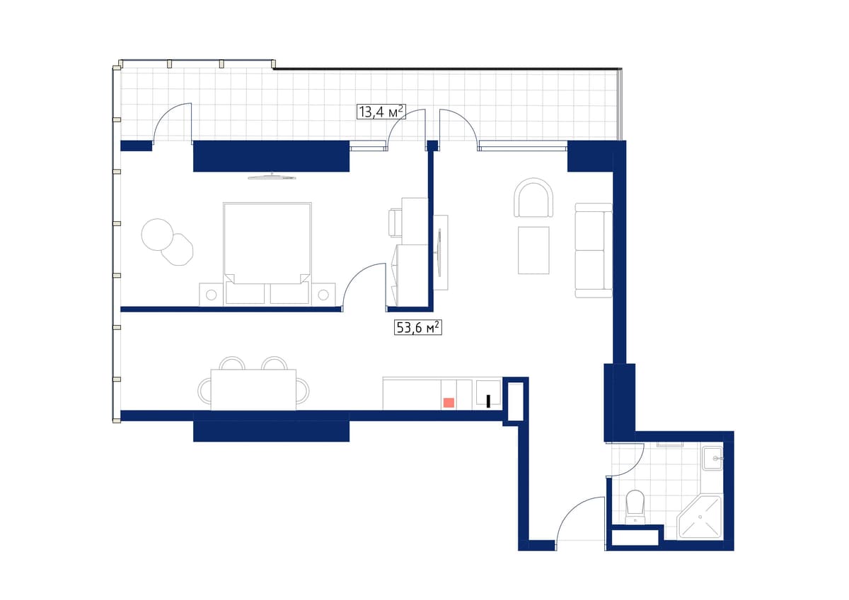 1-bedroom apartment, 69.4 m², 38 floor, Calligraphy Towers in Batumi