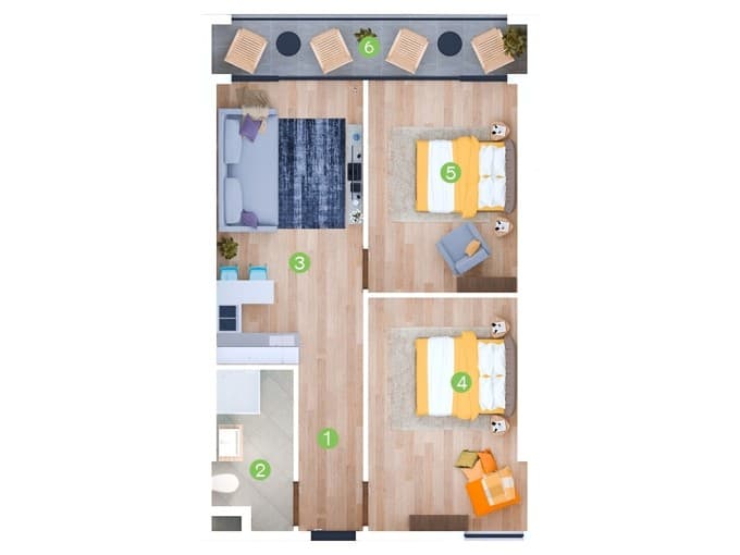 3-bedroom apartment, 64.7 m², 21 floor, Terrassa Batumi in Batumi