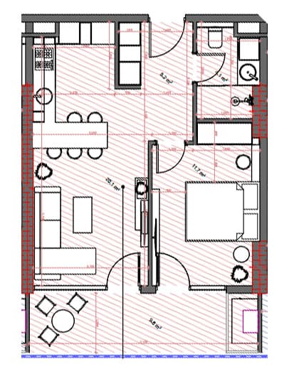 1-комнатная квартира, 53 м², 6 этаж в ЖК "Tekto Location"
