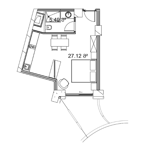 studio, 39.58 m², 9 floor in "Next Collection"