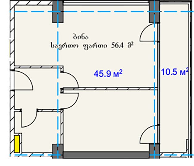 2-комнатная квартира, 56.4 м², 19 этаж в ЖК "A.Sector Megobroba"