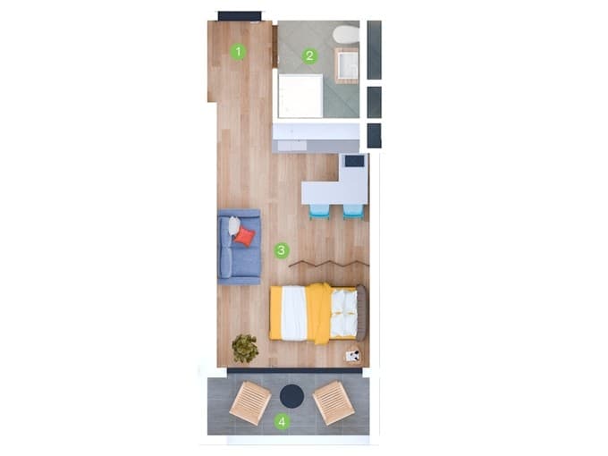 Студия, 28.2 м², 27 этаж в ЖК "Terrassa Batumi"