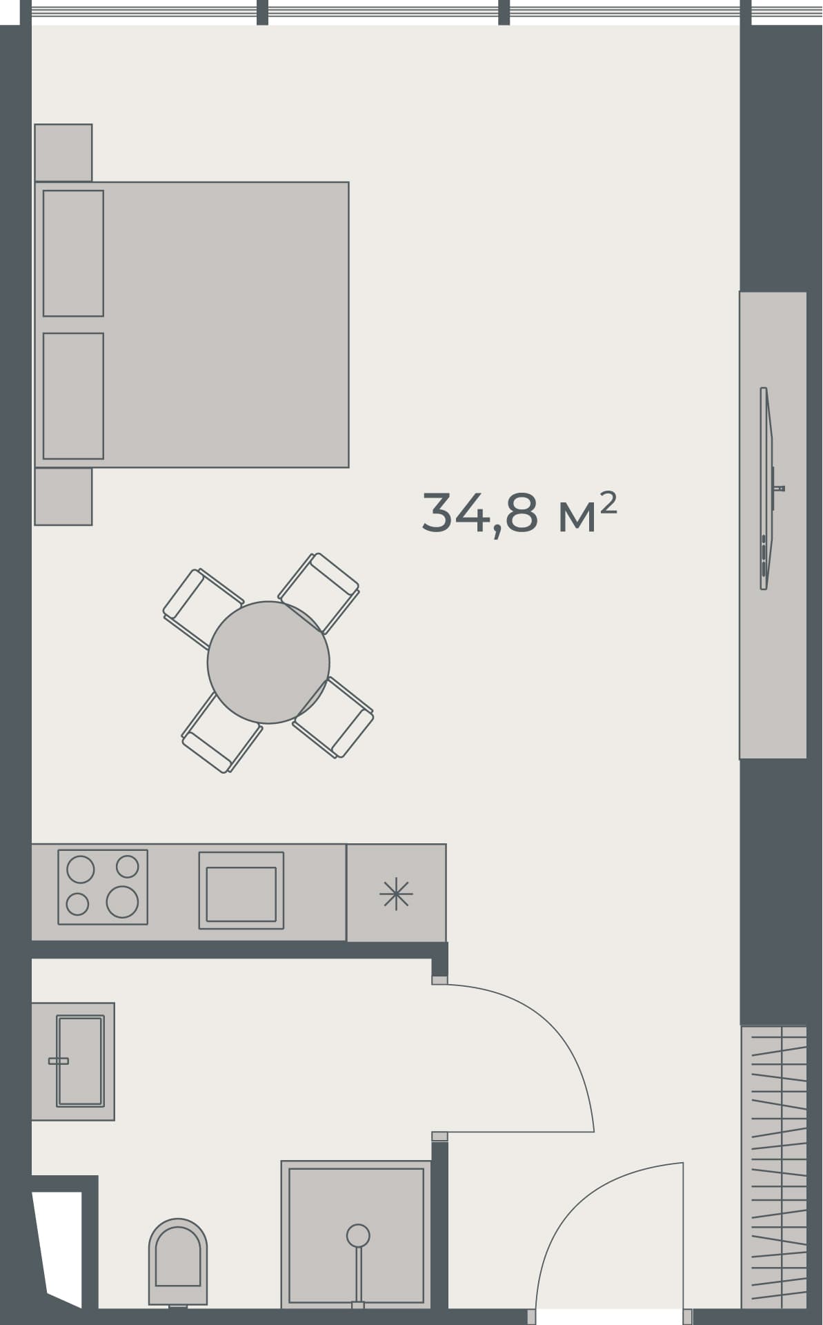 studio, 34.8 m², 31 floor, One in Batumi