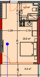 studio, 35.1 m², 6 floor in "Lagoon Resort"