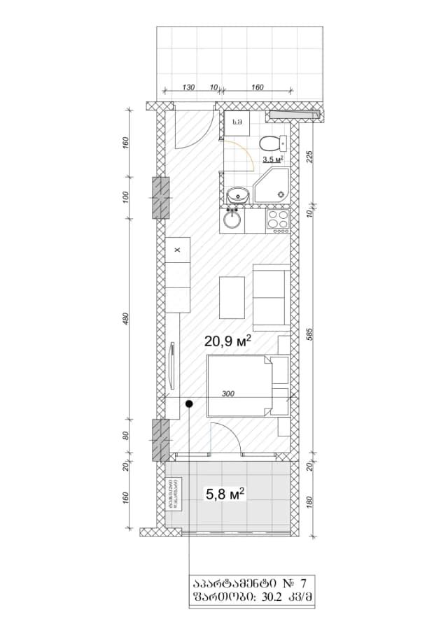 Студия, 30.2 м², 9 этаж в ЖК "Black sea Line Residence"