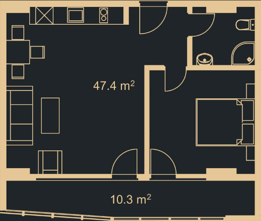 1-комнатная квартира, 56.4 м², 13 этаж в ЖК "Green Side Gonio"