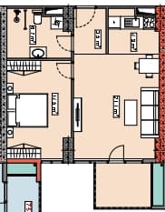 1-bedroom apartment, 59.2 m², 9 floor in "Piazza Residence"