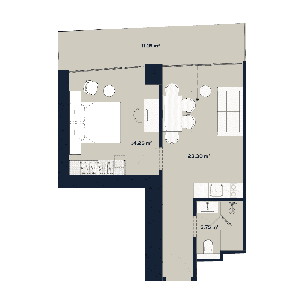 2-комнатная квартира, 52.45 м², 48 этаж в ЖК "Alliance Centropolis"