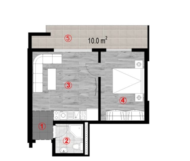 1-комнатная квартира, 46 м², 10 этаж в ЖК "Green Cape"