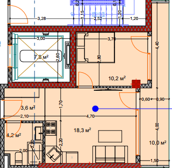 1-bedroom apartment, 47 m², 2 floor in "Lagoon Resort"