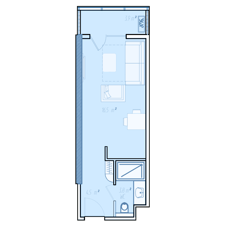 Студия, 32.2 м², 13 этаж в ЖК "BlueSky Tower"