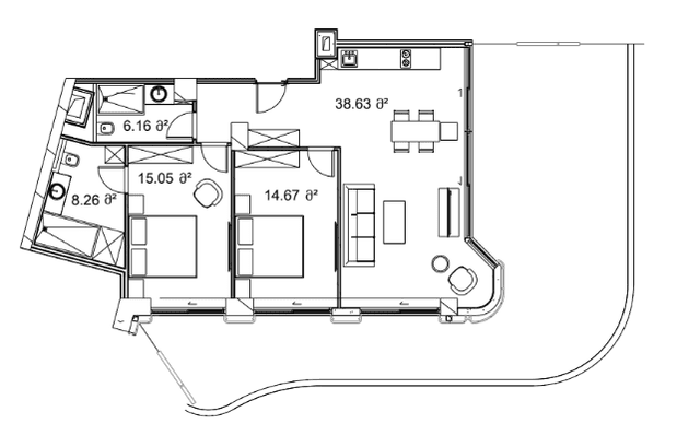 2-bedroom apartment, 148.19 m², 10 floor in "Next Collection"