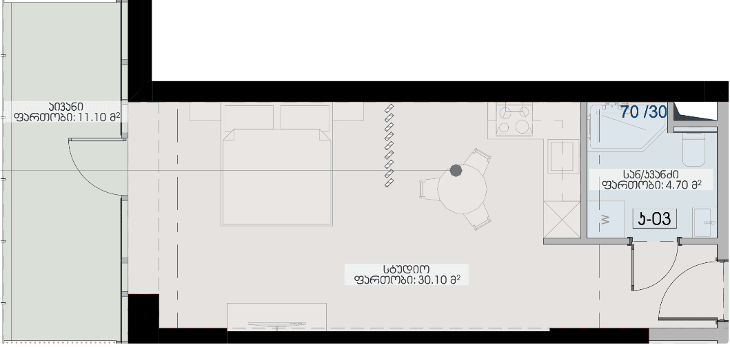 Студия, 45.9 м², 29 этаж в ЖК "Geuz Towers"