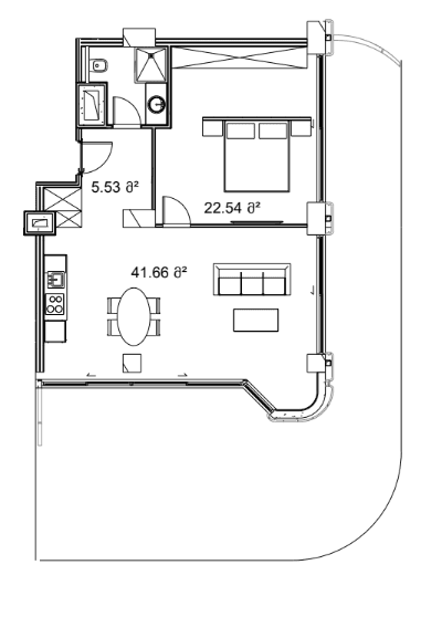 1-bedroom apartment, 134.39 m², 3 floor, Next Collection in Batumi