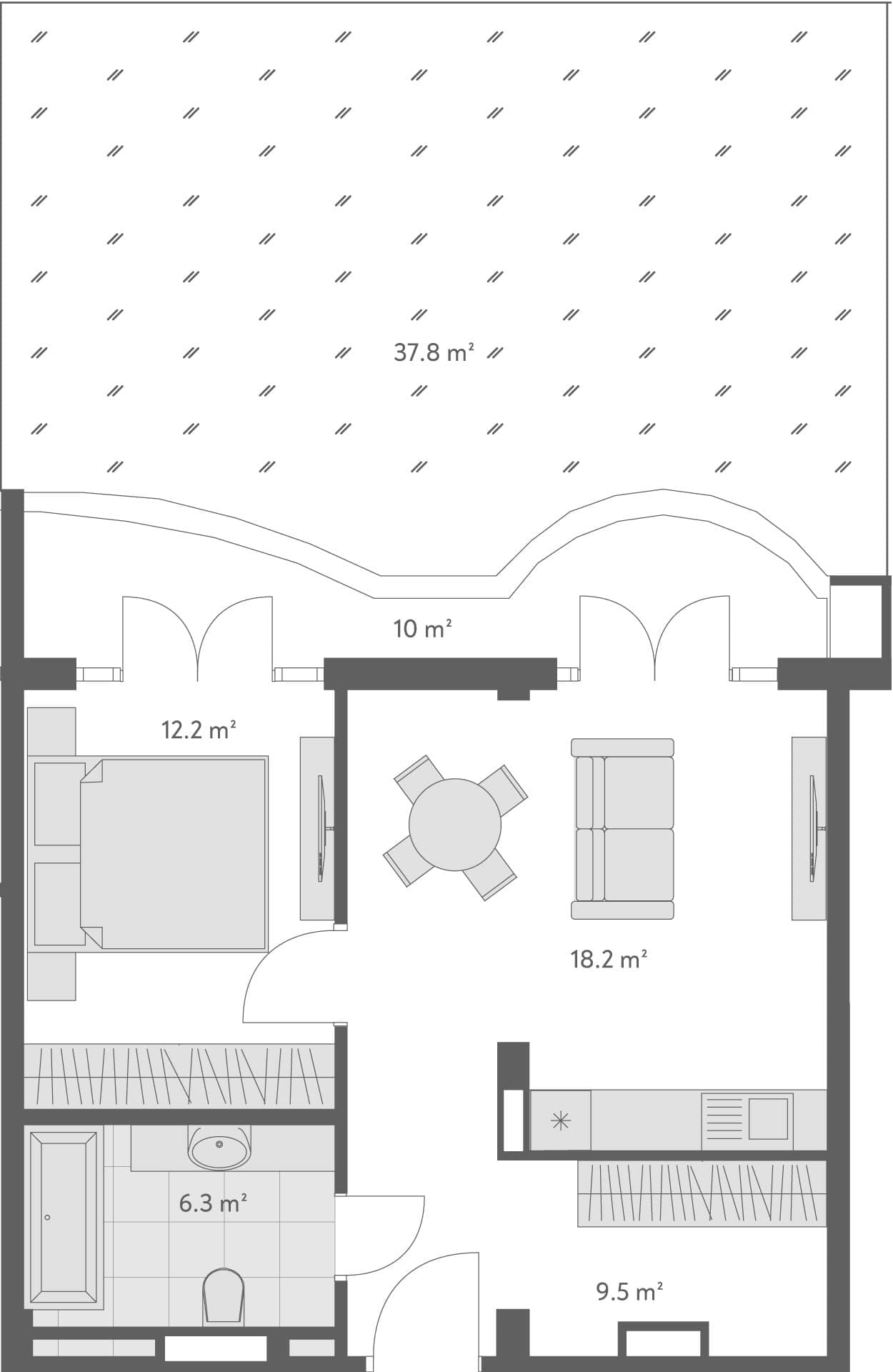 2-комнатная квартира, 56.2 м², 1 этаж в ЖК "Wyndham Grand Family Club"