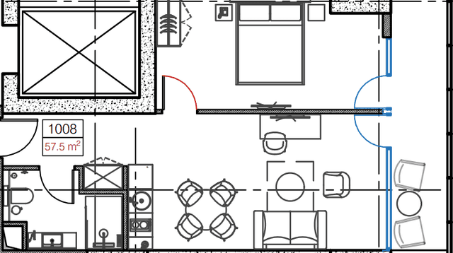 1-bedroom apartment, 57.5 m², 10 floor in "Cube"