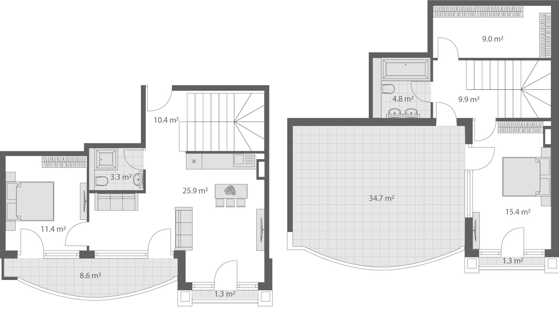 2-комнатная квартира, 134.7 м², 4 этаж в ЖК "Wyndham Grand Family Club"