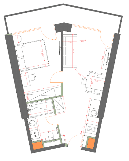 1-комнатная квартира, 49.64 м², 33 этаж в ЖК "7th Heaven Residence"