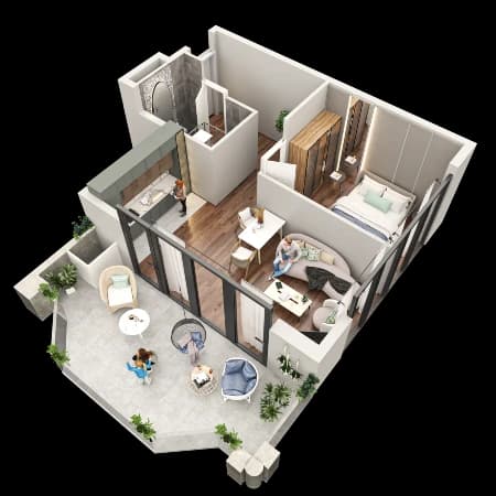 1-комнатная квартира, 66.5 м², 9 этаж в ЖК "Tekto Franco"