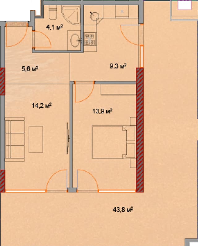 1-комнатная квартира, 93.2 м², 12 этаж в ЖК "Horizon Grand Residence"