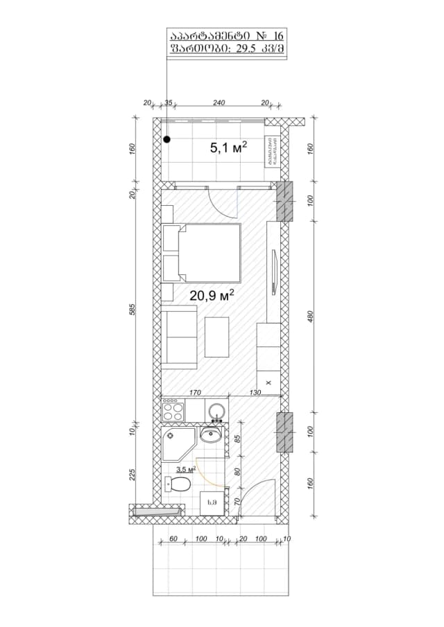 Студия, 29.5 м², 9 этаж в ЖК "Black sea Line Residence"