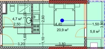 studio, 31.5 m², 22 floor in "OKTO Art House"