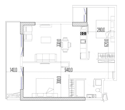 3-комнатная квартира, 72.6 м², 21 этаж в ЖК "Intourist Residence"