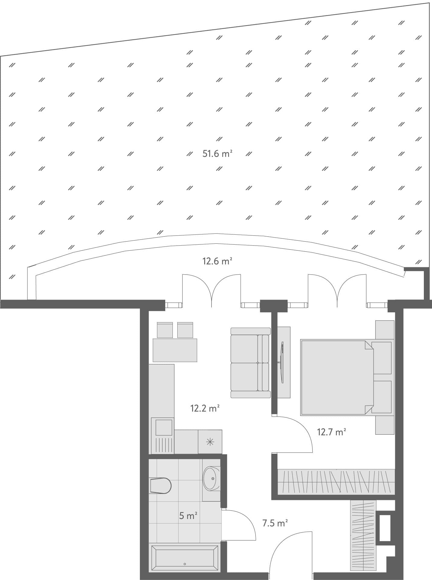 2-комнатная квартира, 50 м², 1 этаж в ЖК "Wyndham Grand Family Club"