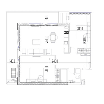 3-bedroom apartment, 83.5 m², 29 floor, Intourist Residence in Batumi