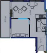 1-комнатная квартира, 44.5 м², 3 этаж в ЖК "Novotel Living"