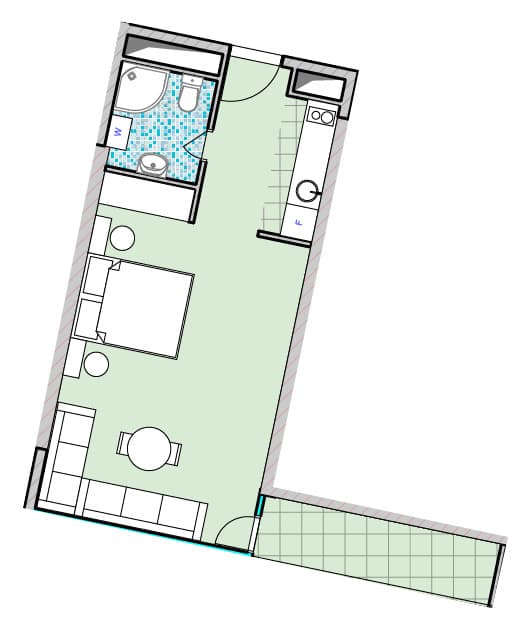 studio, 39.69 m², 31 floor, 7th Heaven Residence in Batumi