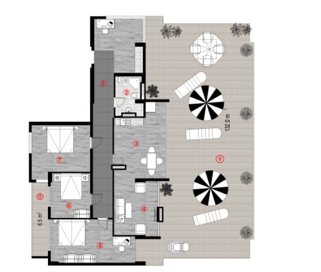 3-bedroom apartment, 256.5 m², 7 floor, Green Cape in Batumi