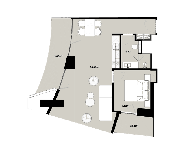 1-комнатная квартира, 64.4 м², 42 этаж в ЖК "Alliance Centropolis"