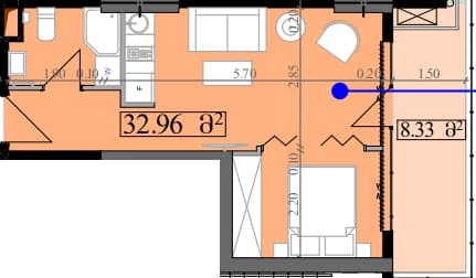 1-bedroom apartment, 41.29 m², 16 floor in "Park Tower"