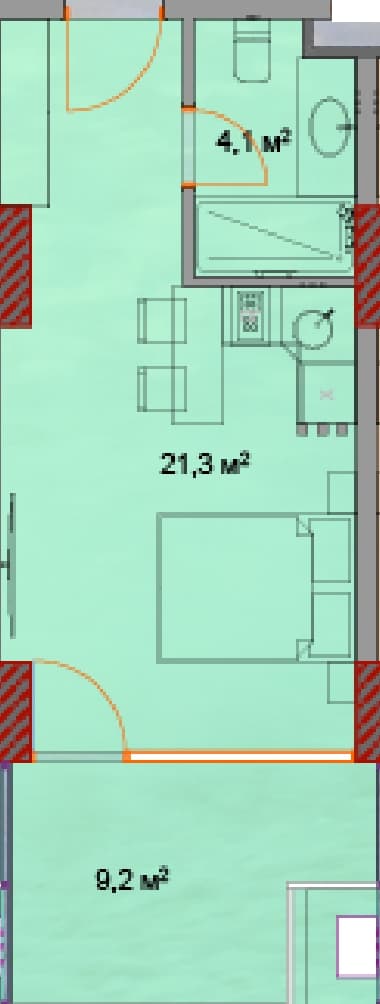 studio, 35.4 m², 21 floor, Horizon Grand Residence in Batumi