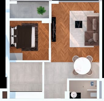 1-bedroom apartment, 58.7 m², 17 floor in "Portline by Gumbati"