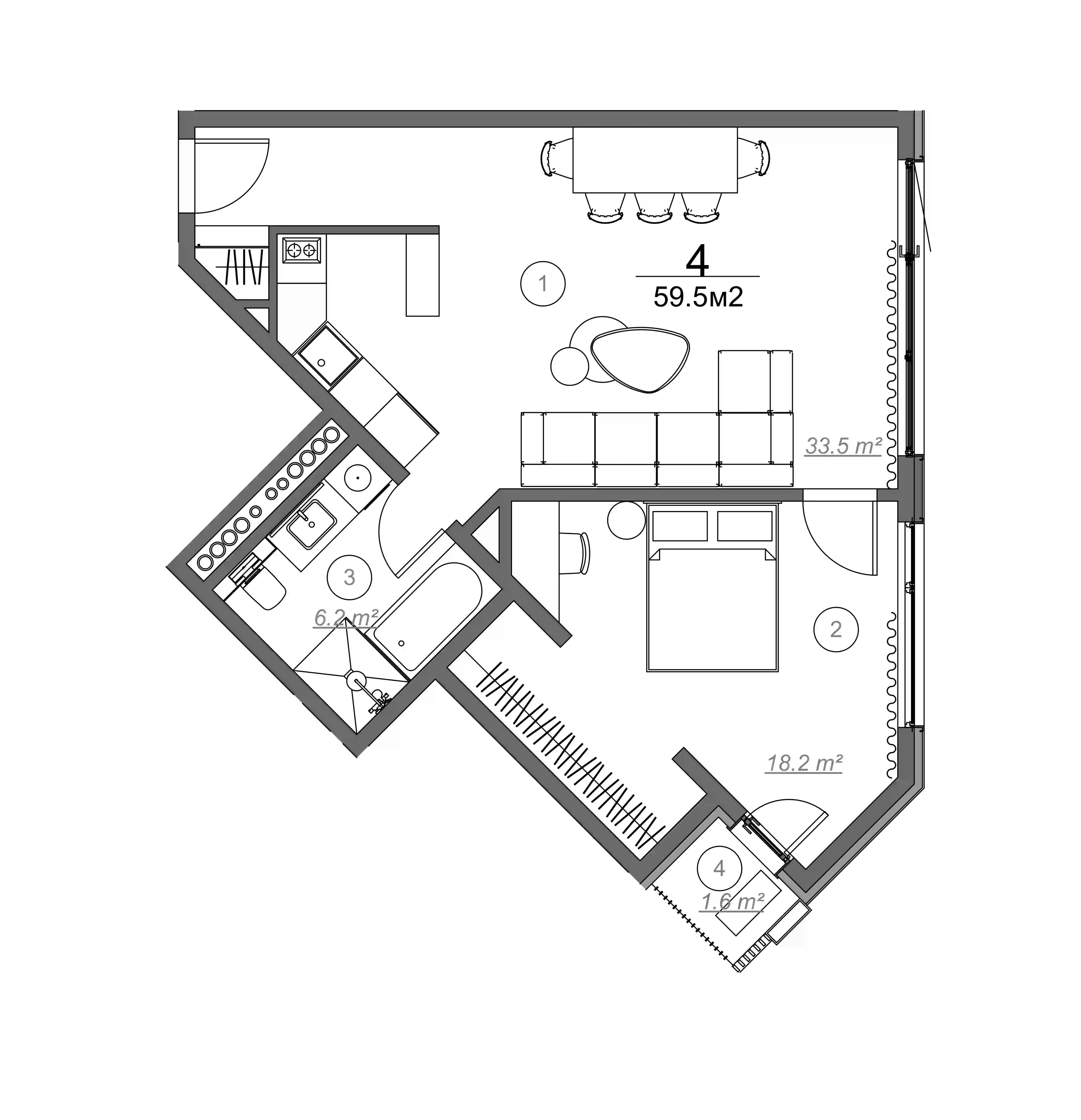 1-комнатная квартира, 74.7 м², 1 этаж в ЖК "Royal Residence Botanico"